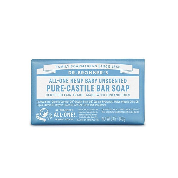 Dr. Bronner's Pure-Castile Bar Soap (Hemp All-One) Baby Unscented 140g Carousel 1