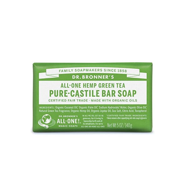 Dr. Bronner's Pure-Castile Bar Soap (Hemp All-One) Green Tea 140g Carousel 1