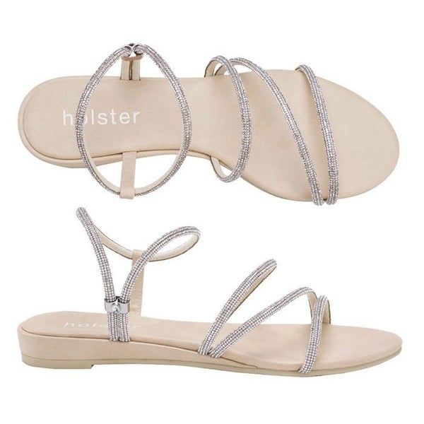 Holster Viva Wedge Womens Diamante Sandal Beige Carousel 1