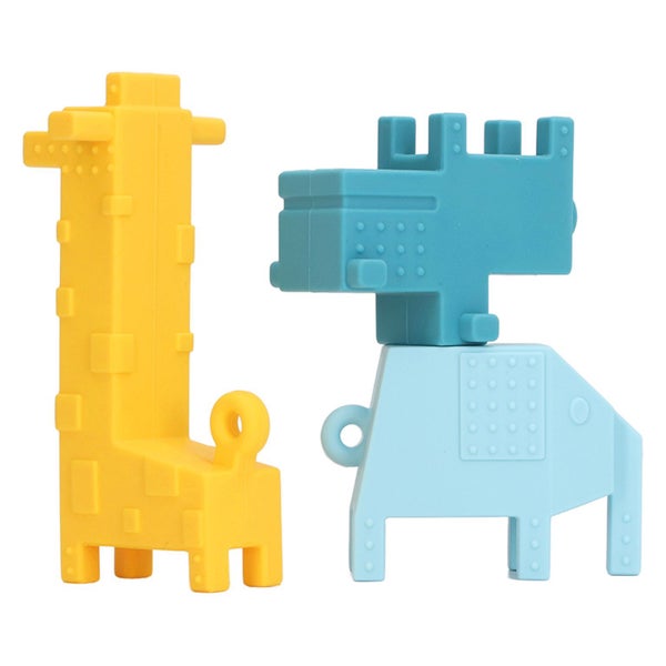silicone teether 3pcs Baby Soft Cute Animal Shaped Block Teether Silicone Carousel 1