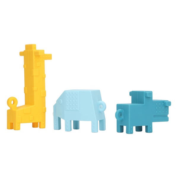 silicone teether 3pcs Baby Soft Cute Animal Shaped Block Teether Silicone Carousel 2