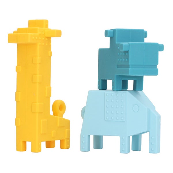 silicone teether 3pcs Baby Soft Cute Animal Shaped Block Teether Silicone Carousel 5