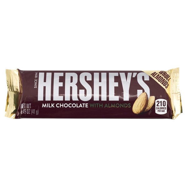 Hersheys Milk Chocolate with Almonds Bar 1.45oz/41g (Best By Nov 2025) Carousel 1