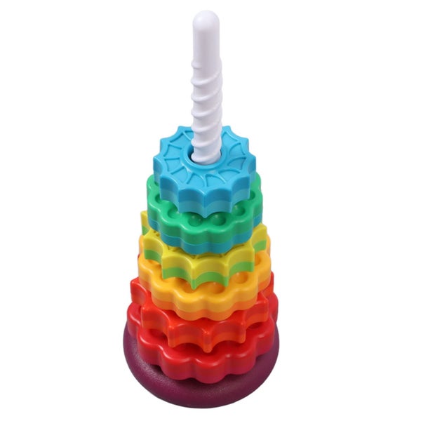 baby stacking wheel spinning toy Spin Stack Toy Plastic Colorful Educational Carousel 1
