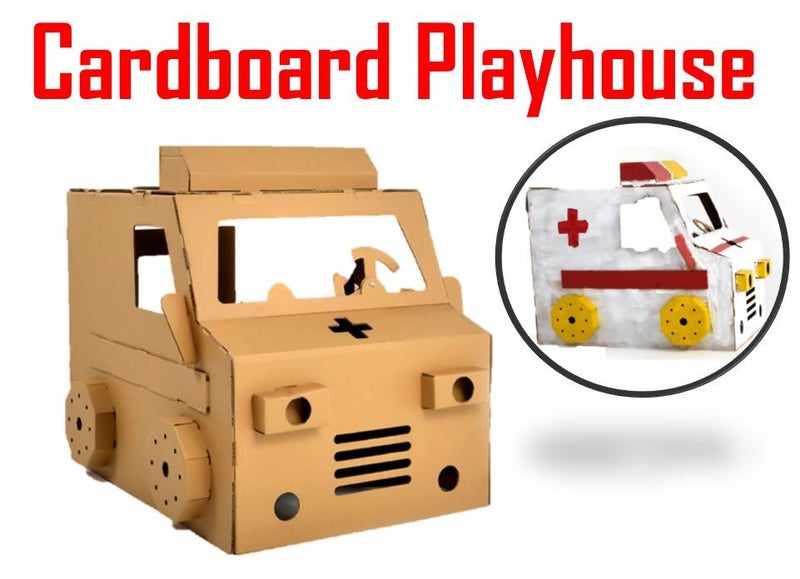 PTN AMBULANCE CAR HOUSE Corrugated cardboard house playhouse play tent Carousel 1