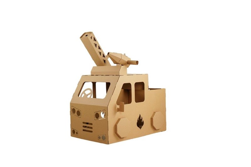 PTN FIRE TRUCK HOUSE Corrugated cardboard house playhouse play tent A4635 Carousel 1