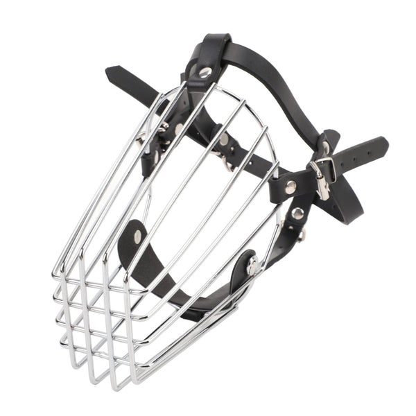 dog basket muzzle basket muzzle Dog Muzzle Stainless Steel Basket Leather Strap Carousel 1
