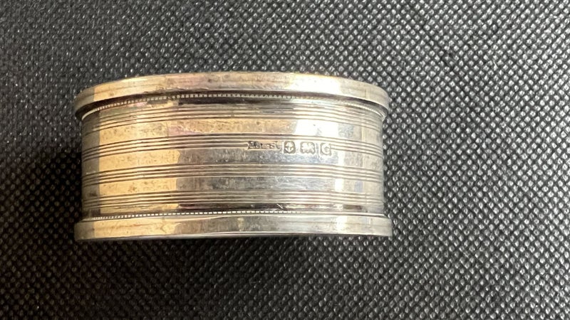 1927 Antique Sterling Silver Oval Napkin Ring - Birmingham, England - Lot Y446 Carousel 5