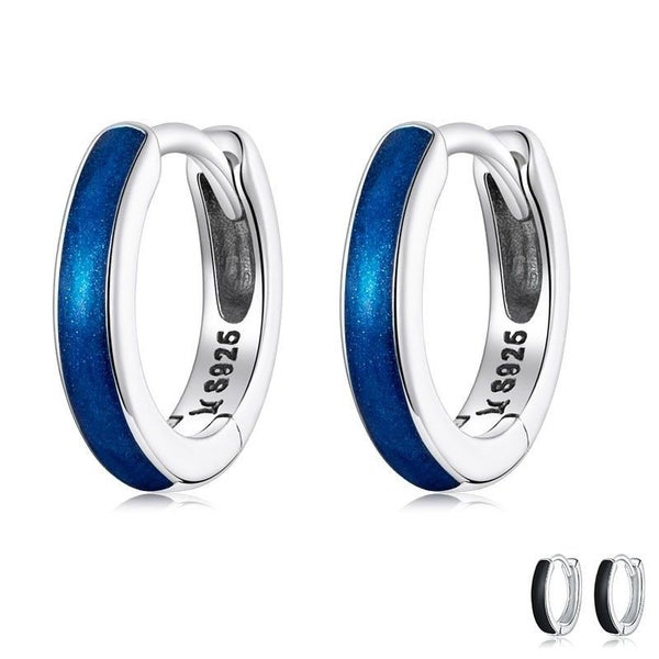 New Trendy 925 Sterling Silver Simple Klein Blue Ear Buckles for Women Carousel 2