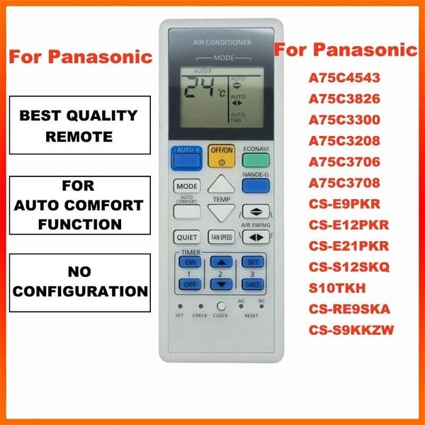 Remote For Panasonic Inverter Air Conditioner A75C4543 Compatible Carousel 1