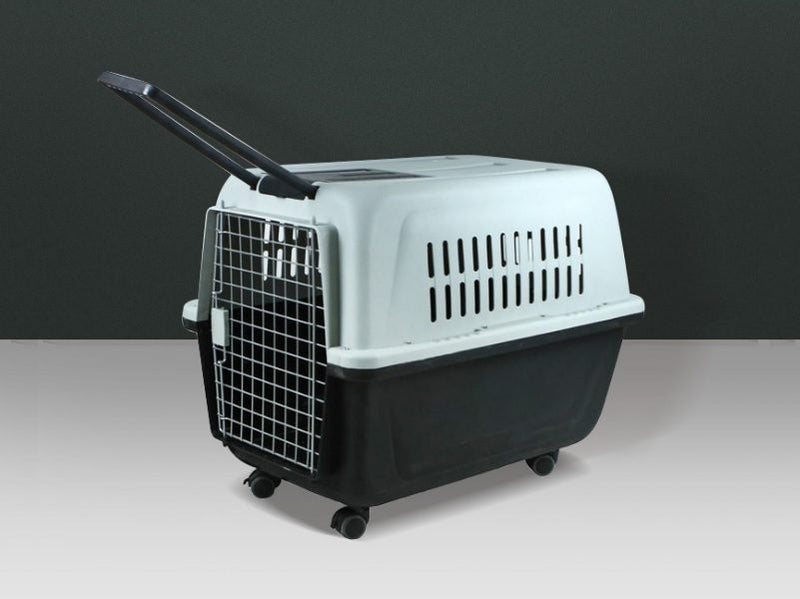 99cm Brown/Black X-Large SIZE Wheeled Plastic Airline Travel Cage/Carrier/Crate Carousel 2