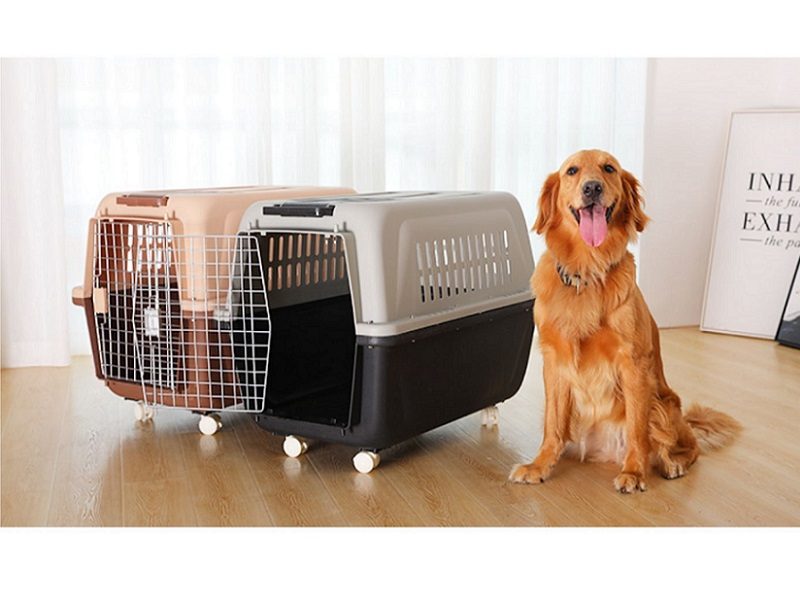 81cm BROWN SUPER SIZE Wheeled Plastic Airline Travel Cage/Carrier/Crate Carousel 1