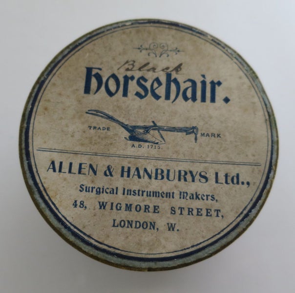 Vintage box of surgical black horsehair Allen & Hanbury's Ltd Carousel 1