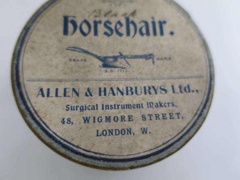 Vintage box of surgical black horsehair Allen & Hanbury's Ltd Carousel 6