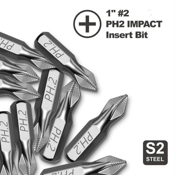 1Inch PH2 Impact Screwdriver Bit - Perfect for Plastic, Wood, Carousel 6