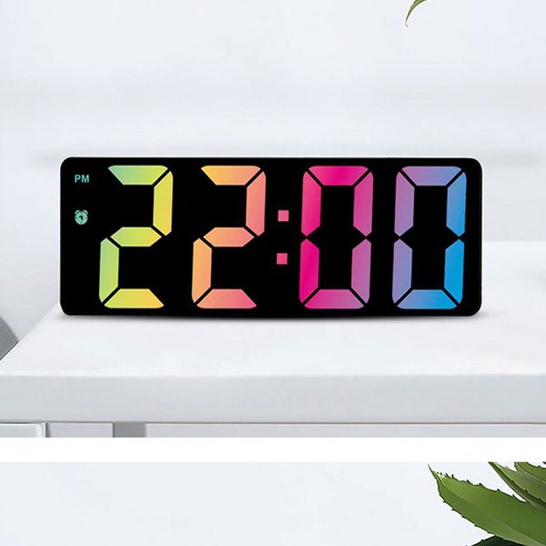 Acrylic Digital Alarm Clock Voice Control Colorful Font Night Mode Carousel 2