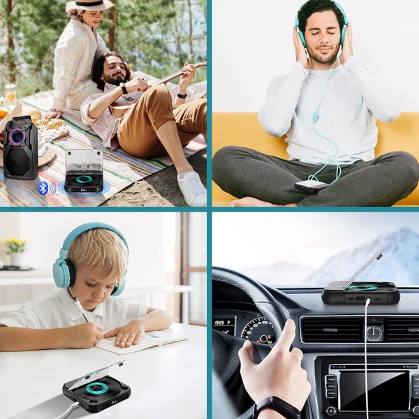 Portable CD Player,Mini Bluetooth CD Player,CD Player with Headphones for Car Carousel 6