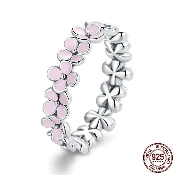 S925 Sterling Silver Pink Wreath Finger Ring for Women Carousel 2