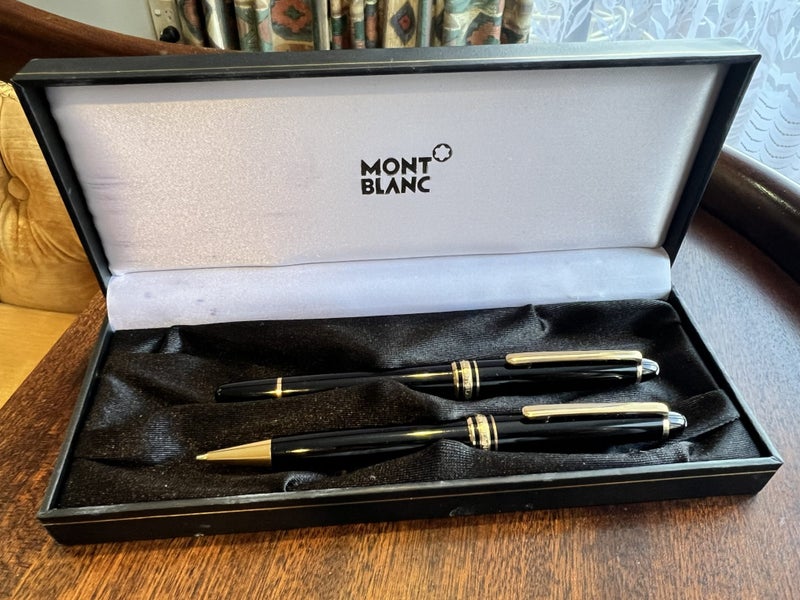 Vintage Mont Blanc Meisterstuck Fountain Pen & Mechanical Pencil W/Box Carousel 1
