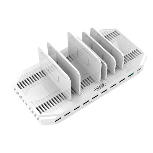 Unitek Y-2190 10-Port USB Smart Charging Station. (9 Port 2.4A USB-A + 1x Carousel 1
