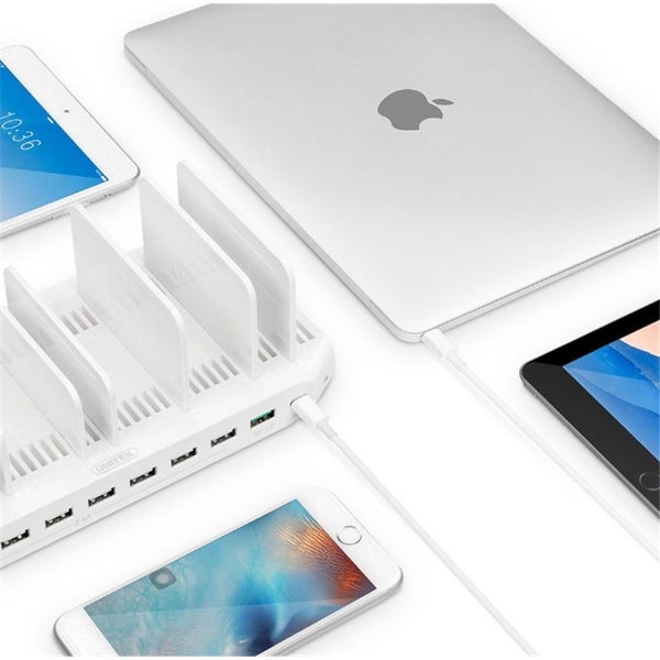 Unitek Y-2190 10-Port USB Smart Charging Station. (9 Port 2.4A USB-A + 1x Carousel 2
