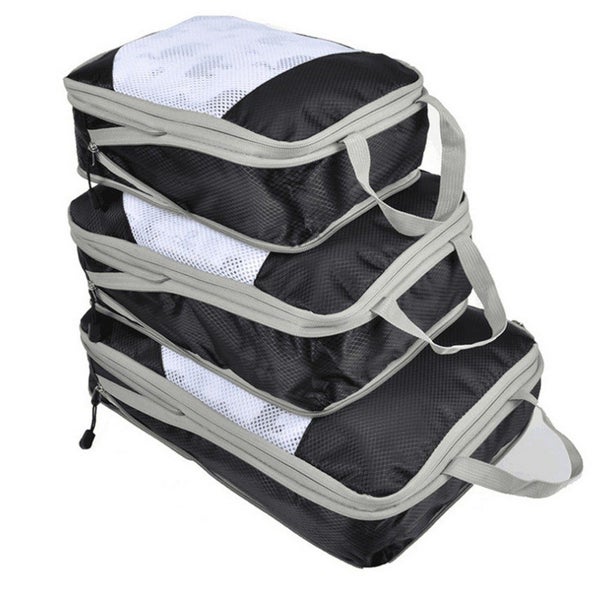 3-Piece Travel Compression Storage Bags -Black Carousel 1