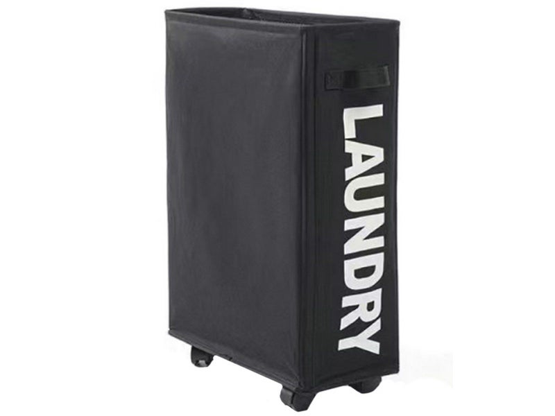 39 x18.5x58CM Foldable Laundry Washing Clothes Storage Bag With Wheels Black Carousel 1