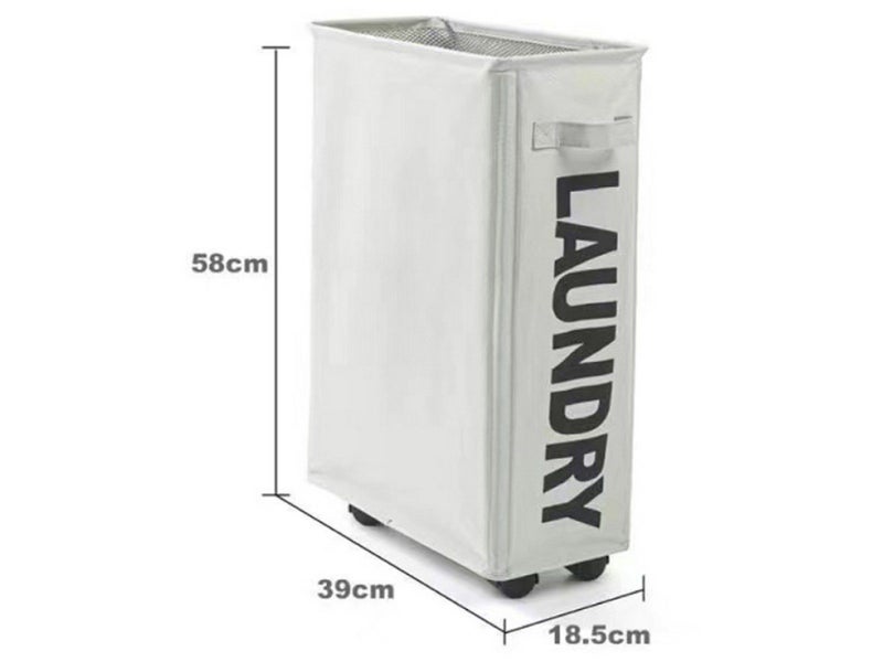 39 x18.5x58CM Laundry Washing Clothes Storage Bag With Wheels Light Gray Carousel 2