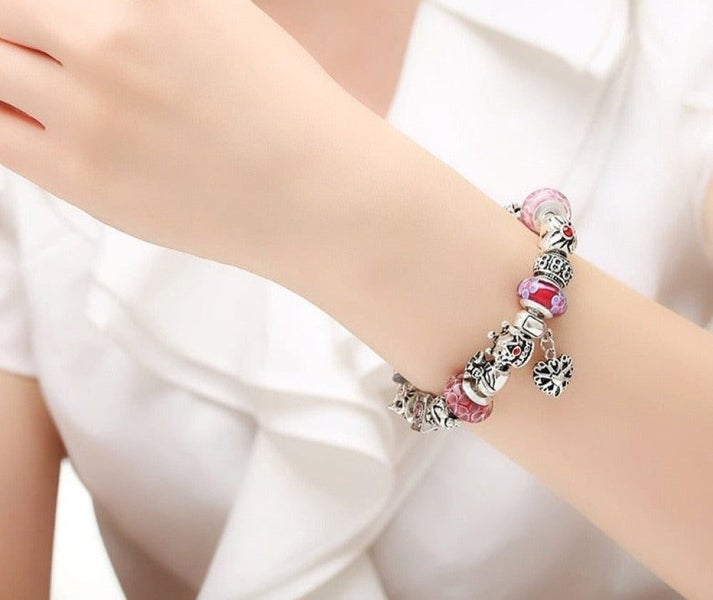 Silver Plated Queen Crown Beads Charms Bracelet For Women Carousel 5