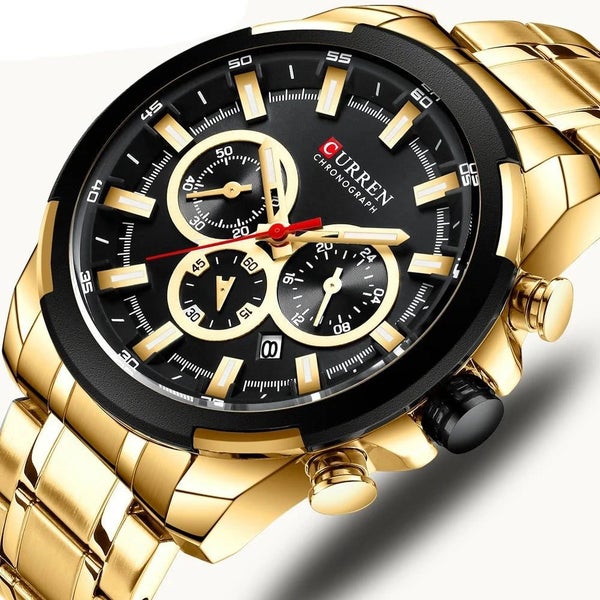 Casual Sporty Wristwatches Stainless Steel Band Chronograph Clock Men'S Watch... Carousel 2