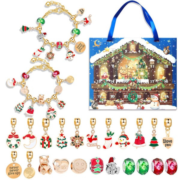 DIY Charm Bracelet Advent Calendar 24 Days Christmas Jewelry Kit-Style C Carousel 1