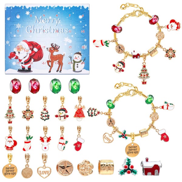 DIY Charm Bracelet Advent Calendar 24 Days Christmas Jewelry Kit-Style D Carousel 1