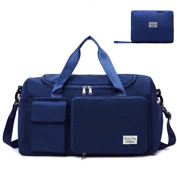 Waterproof Travel Duffle Bag Foldable with Shoe Compartment Wet Pocket-DarkBlue Carousel 1