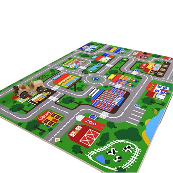 Kids City Life Play Mat Soft Educational Road Traffic Cushion Mat -Style A Carousel 1