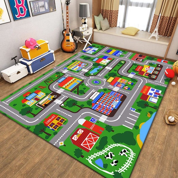 Kids City Life Play Mat Soft Educational Road Traffic Cushion Mat -Style A Carousel 2