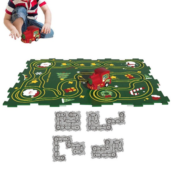 Toy DIY Assembling Rail Car Puzzle Track Car Play Set Building Christmas-Style 3 Carousel 1