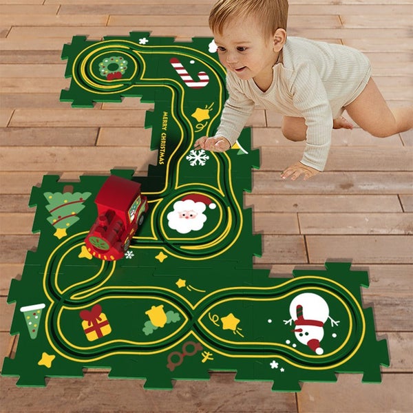 Toy DIY Assembling Rail Car Puzzle Track Car Play Set Building Christmas-Style 3 Carousel 2
