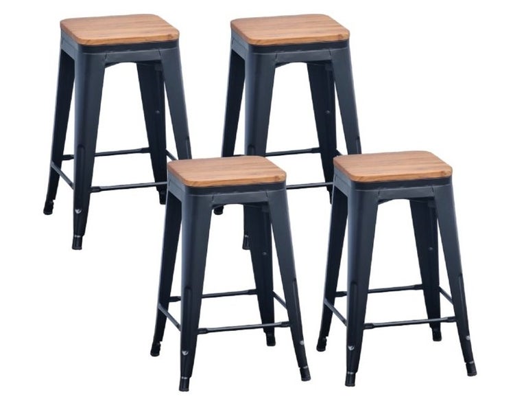 Jupiter (R) Tolix Replica Bar Stools Elm Seat 4pc / 62cm Carousel 1