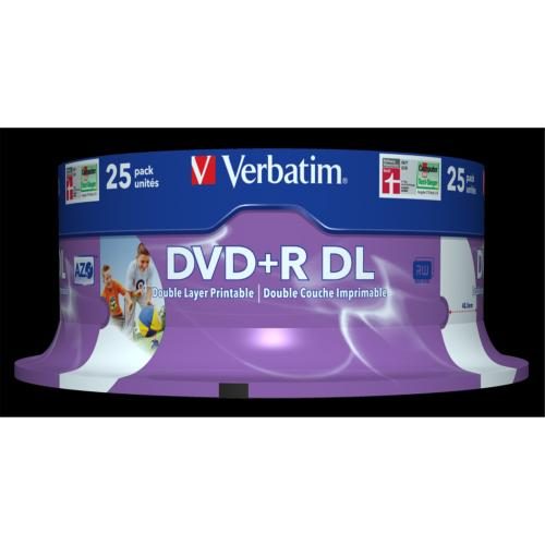 Verbatim 43667 8x DVD+R DL 8.5GB 25Pk White Wide Inkjet Printable-No ID [43667] Carousel 1