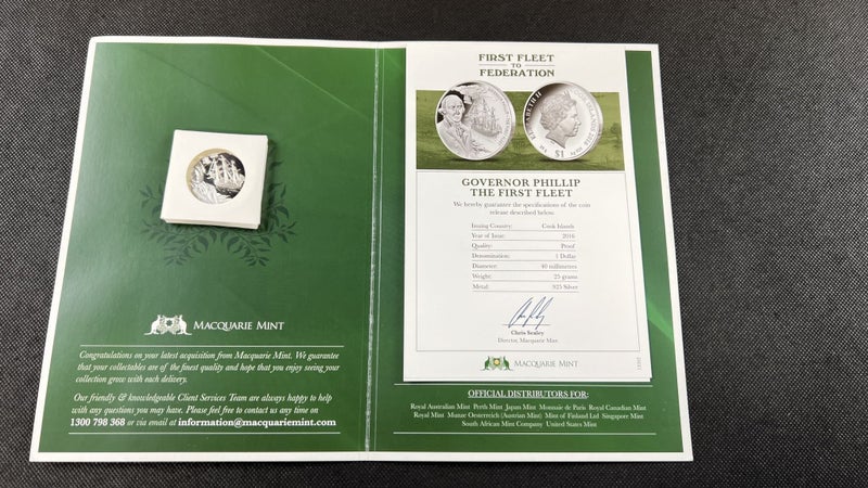 Cook Islands "Governor Philip The First Fleet" Proof .925 Silver Coin - Lot Q344 Carousel 1