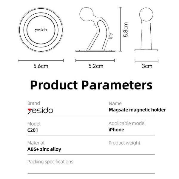 Magsafe Compatible Dash Car Phone Holder Yesido C201 Carousel 11