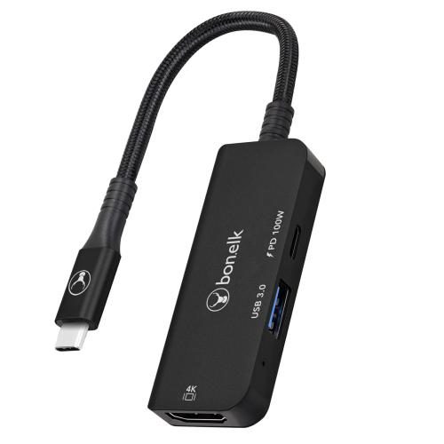 Bonelk Long-Life 3-in-1 Multiport Hub - Black 1x HDMI Output & 1 x USB-A Port Carousel 1