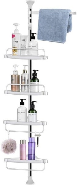 4-Tier Adjustable Corner Shelf - Bathroom Storage Rack & Organizer Carousel 2