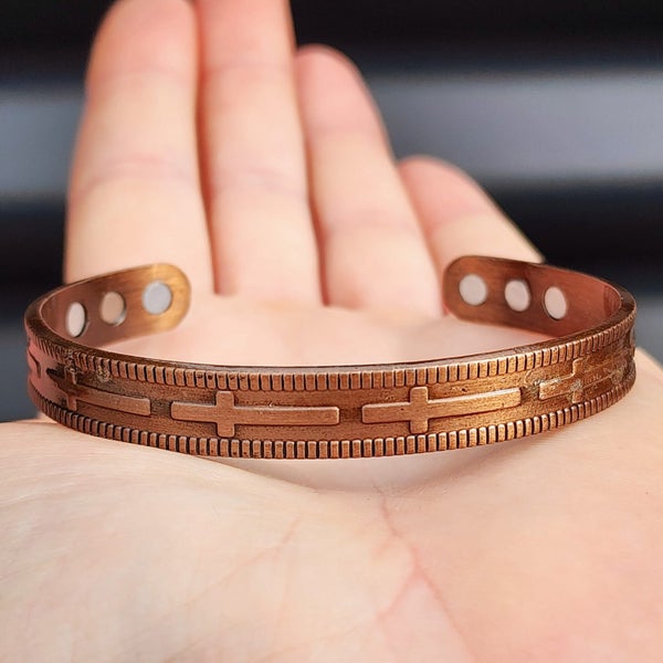 Copper Magnetic Cross Cuff Bracelet Carousel 1