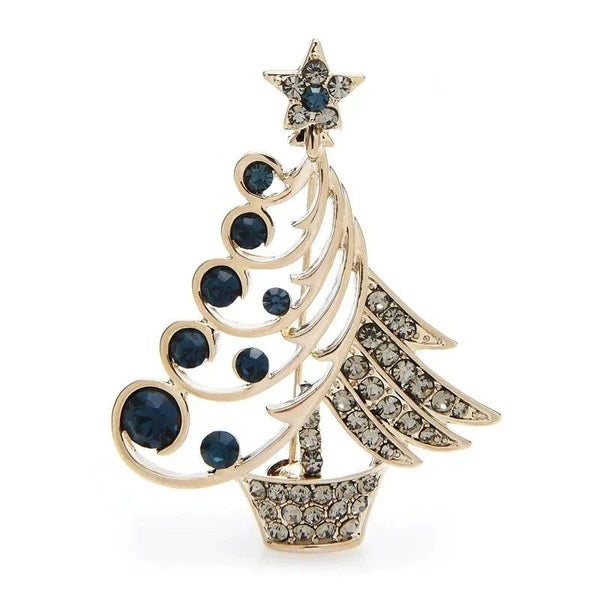 Rhinestone Christmas Tree Brooch 2 Colour Carousel 2