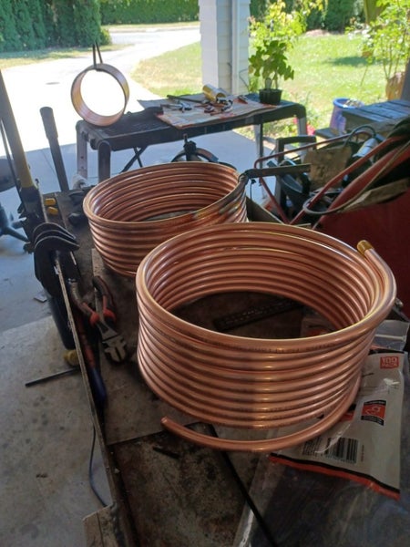 Copper coil 12.7mm x 7.5 metres with connections and fittings. Carousel 2
