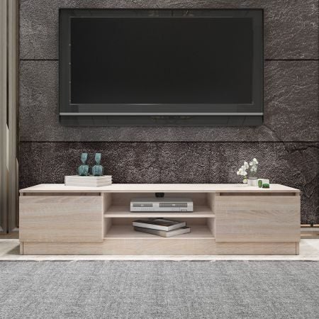 TV Stand Wooden 2 Doors Oak 160cm Carousel 1