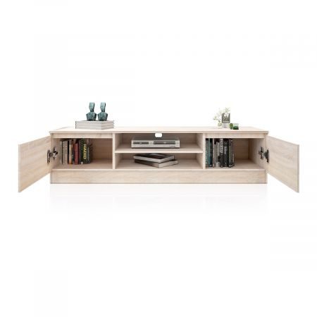 TV Stand Wooden Cabinet 2 Doors Storage Oak Carousel 1