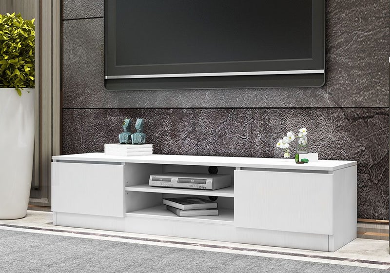 TV Stand Wooden 2 Doors White 160cm Carousel 1