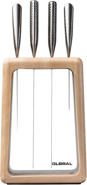 Global Hashira 5-Piece Japanese Knife Block Set Maple Stainless Steel - Made ... Carousel 1
